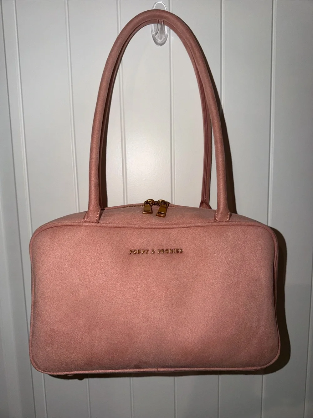 Poppy & Peonies Dusty Pink Suede Satchel